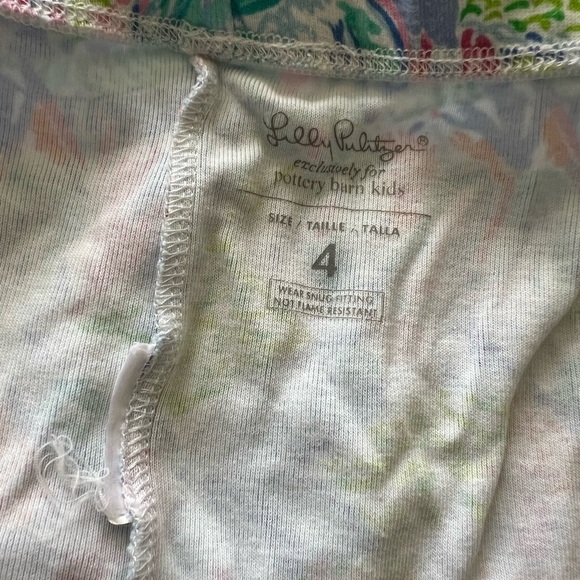 Lilly Pulitzer Pottery Barn Mermaid Cove snug 100% organic cotton pajamas size 4 - Picture 9 of 14